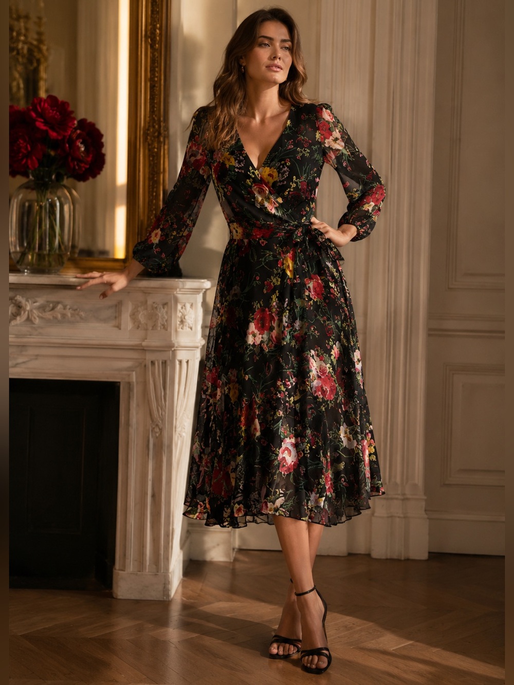 ALICE & OLIVIA FLORAL WRAP DRESS